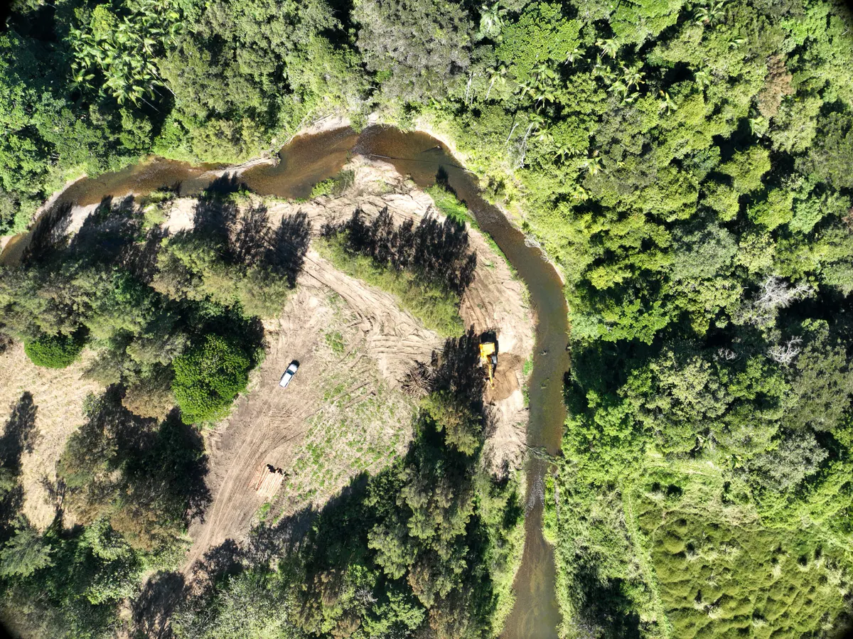 Murray Creek before the works, with an eroded bank